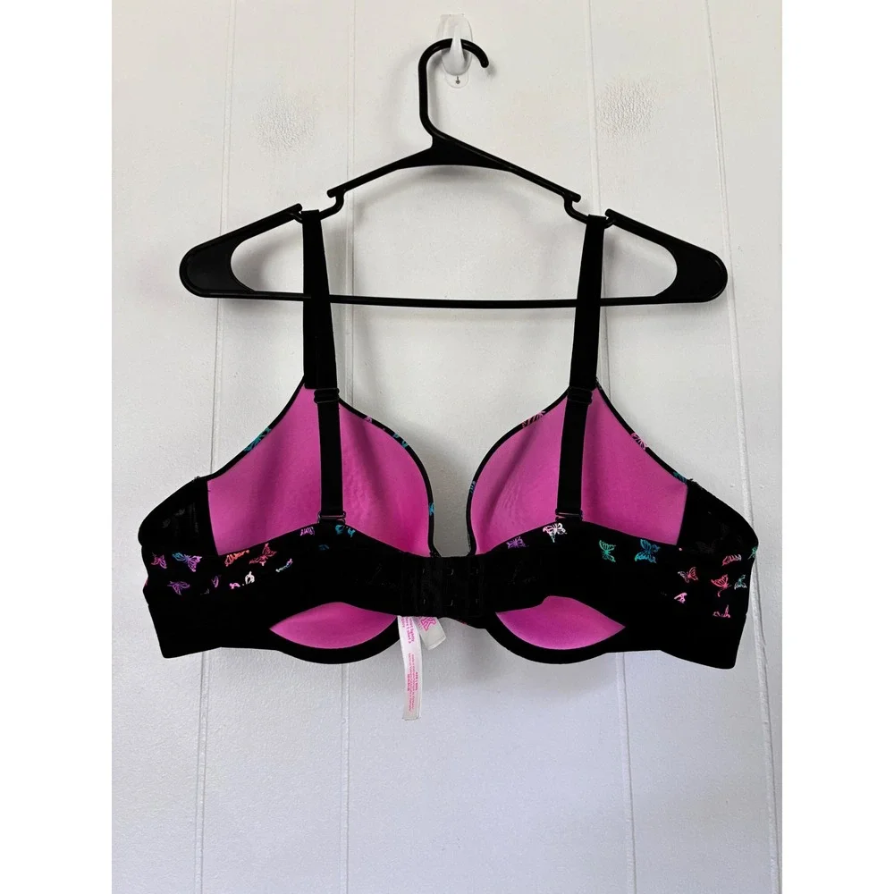 Victoria's Secret PINK Wear Everywhere T-Shirt Bra Black Butterfly 42B